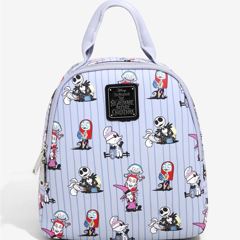 Loungefly Disney the Nightmare Before Christmas Cast Striped Mini Backpack